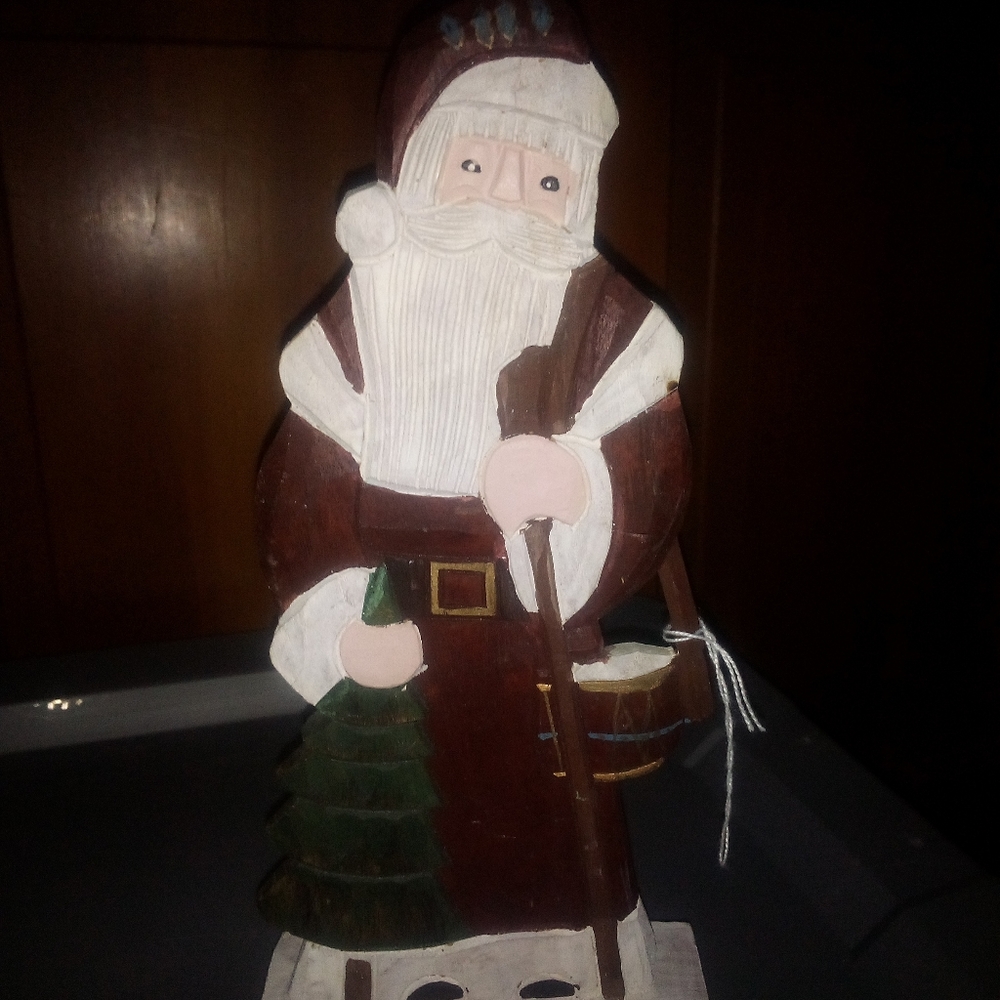Hand painted wood santa